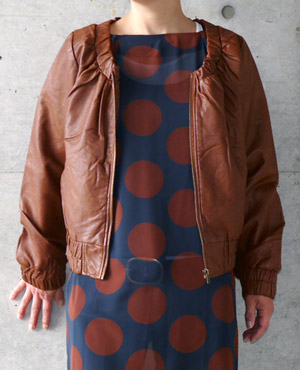 MARNA - Fake leather gathers jacket 